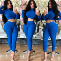 C6258 Womens regular pants two piece outfits pullover sexy sets woman clothes